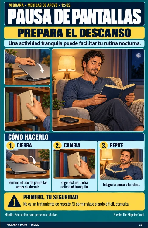 Ficha Pausa de pantallas: preparar el descanso por la noche